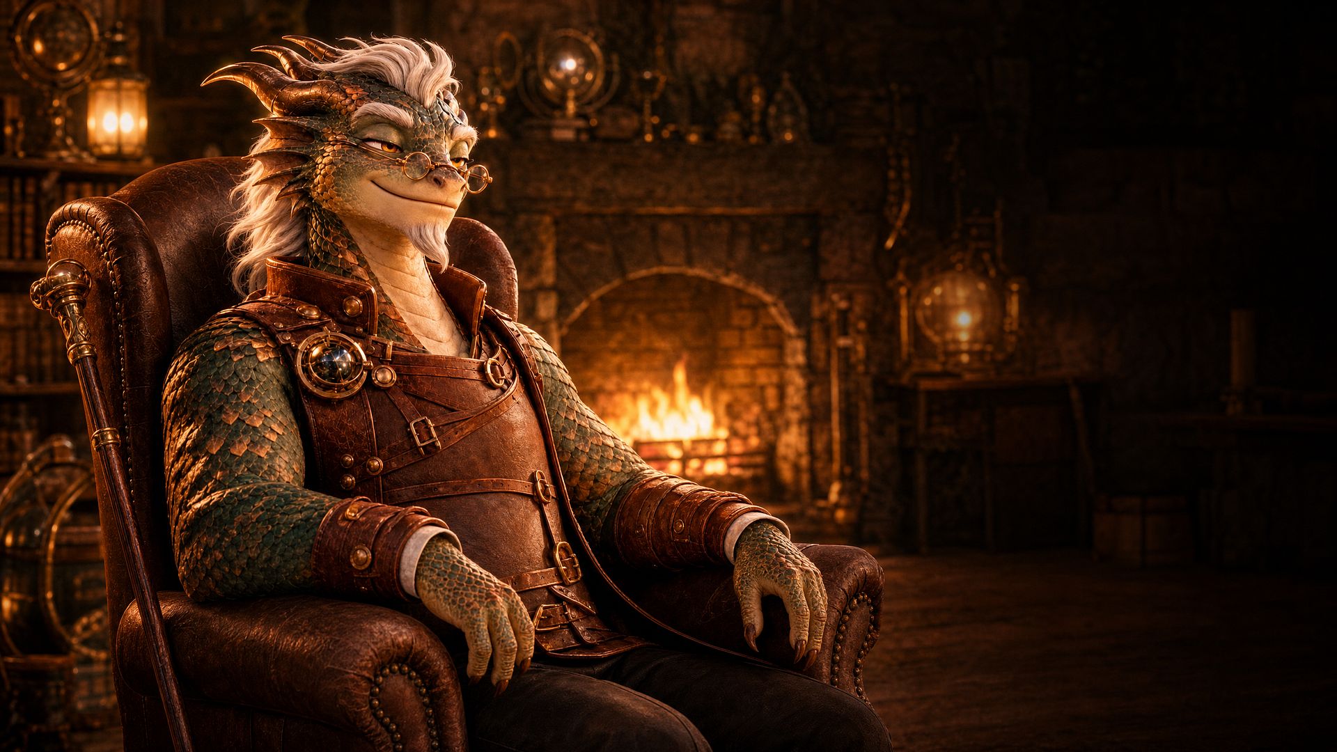 The supplied fireside dragon reference image